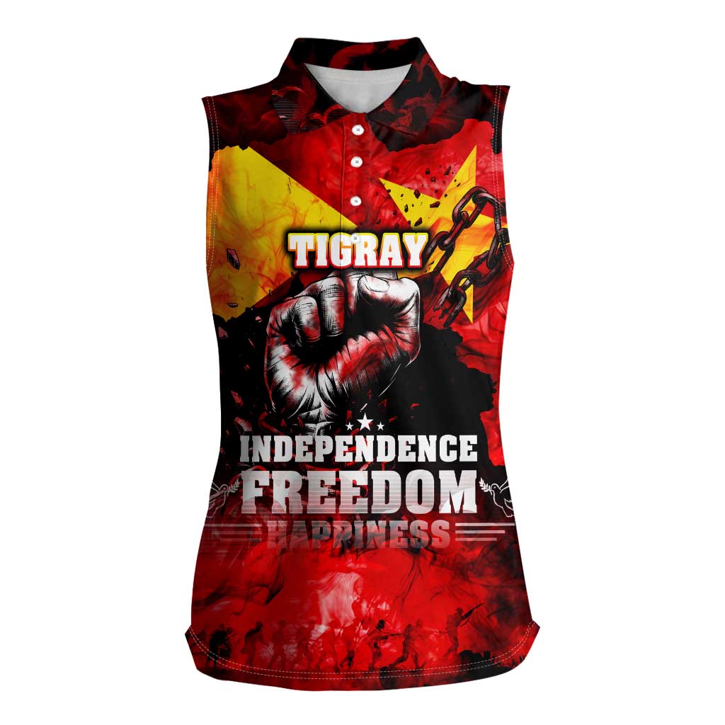 I Stand with Tigray Women Sleeveless Polo Shirt Tigray Independence - Fist of Freedom