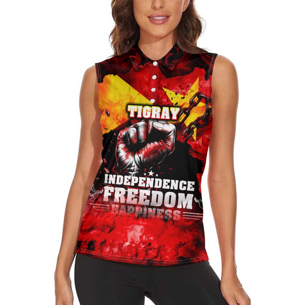 I Stand with Tigray Women Sleeveless Polo Shirt Tigray Independence - Fist of Freedom