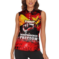 I Stand with Tigray Women Sleeveless Polo Shirt Tigray Independence - Fist of Freedom