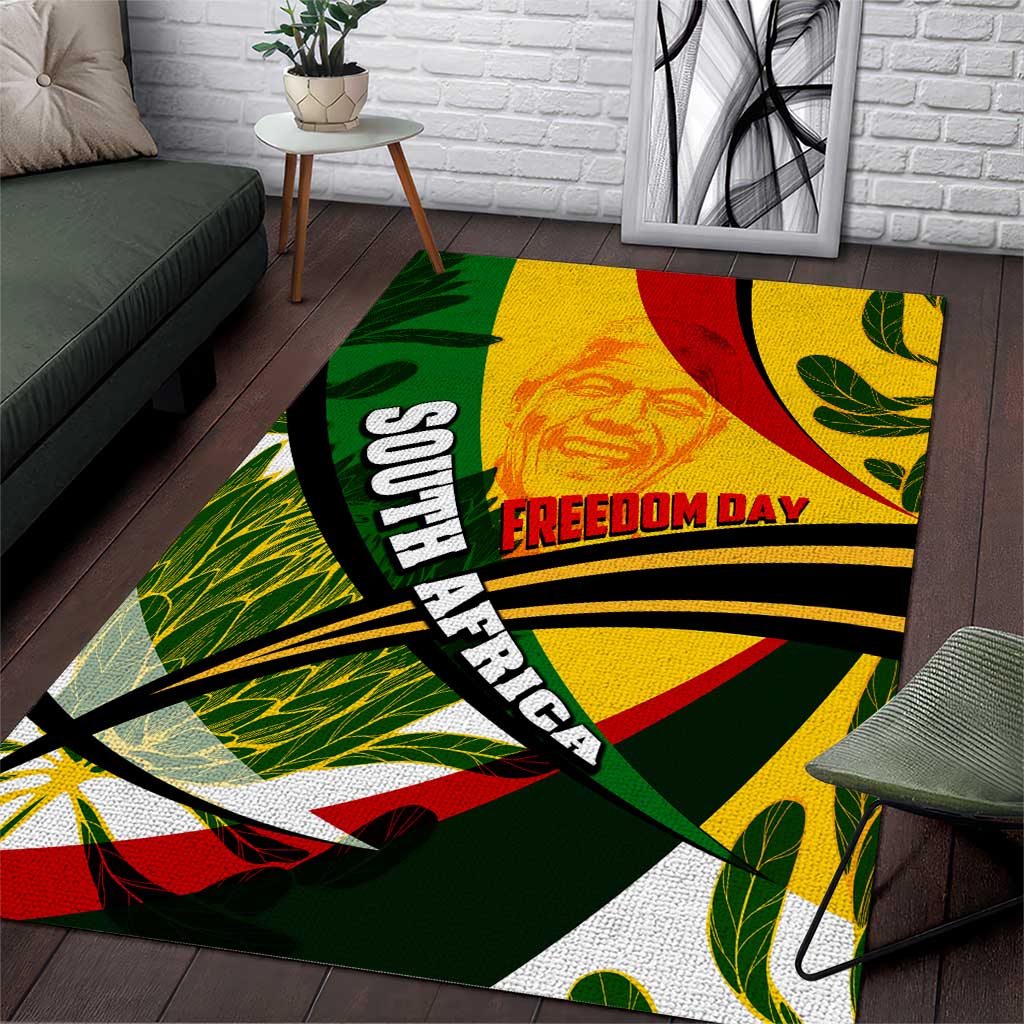 South Africa Freedom Day Area Rug Mandela Legacy National Pride Protea Flower