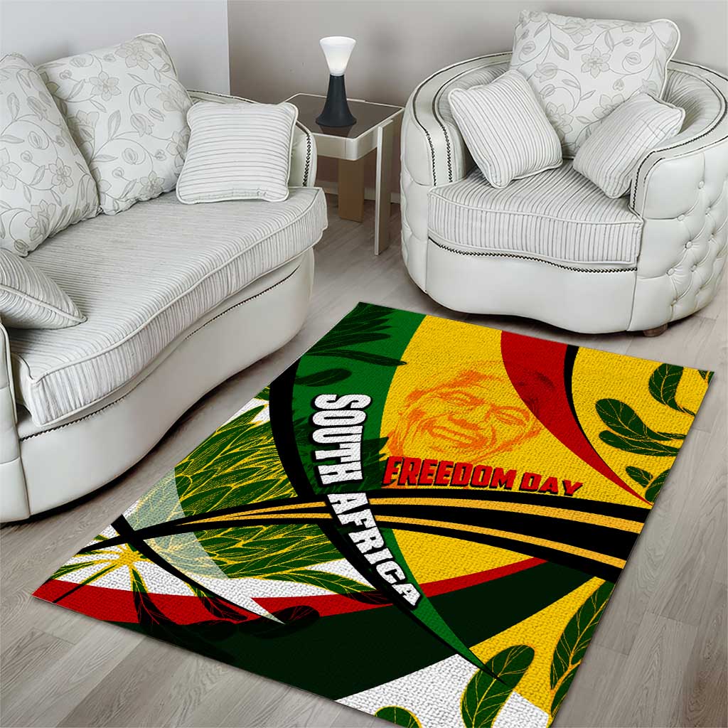 South Africa Freedom Day Area Rug Mandela Legacy National Pride Protea Flower