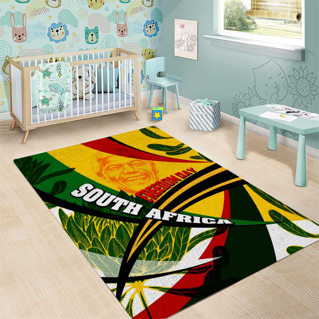 South Africa Freedom Day Area Rug Mandela Legacy National Pride Protea Flower