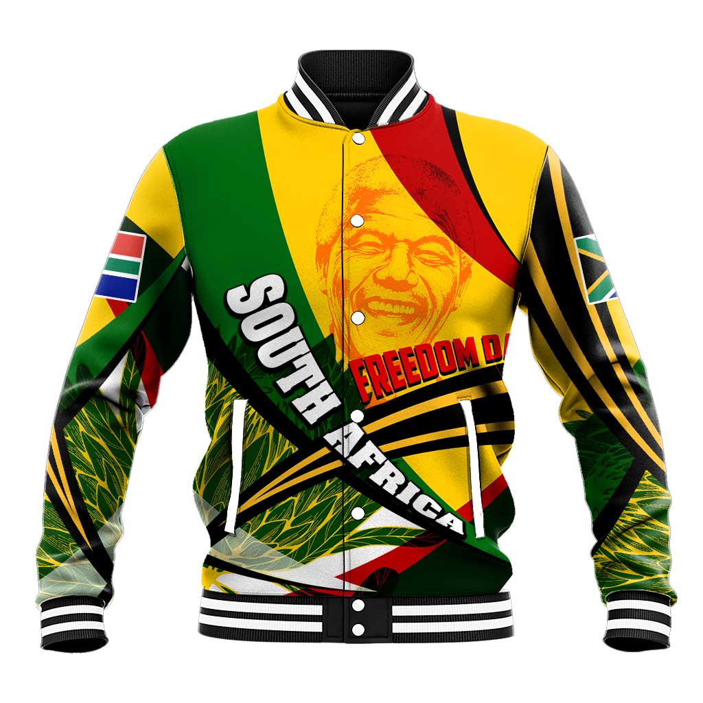 South Africa Freedom Day Baseball Jacket Mandela Legacy National Pride Protea Flower