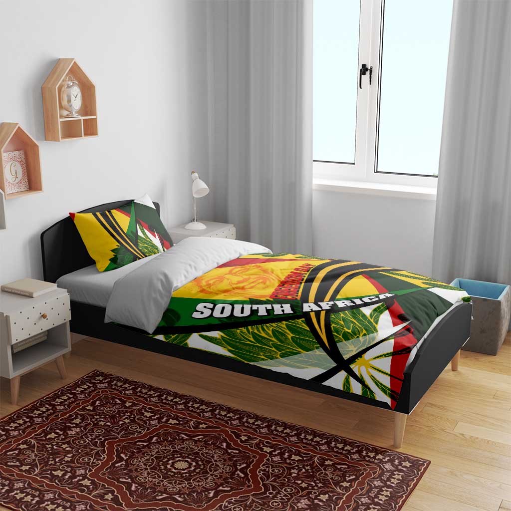 South Africa Freedom Day Bedding Set Mandela Legacy National Pride Protea Flower