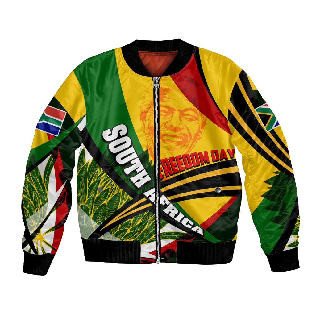 South Africa Freedom Day Bomber Jacket Mandela Legacy National Pride Protea Flower