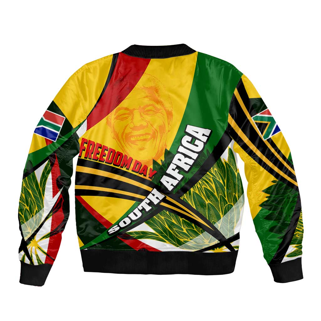 South Africa Freedom Day Bomber Jacket Mandela Legacy National Pride Protea Flower