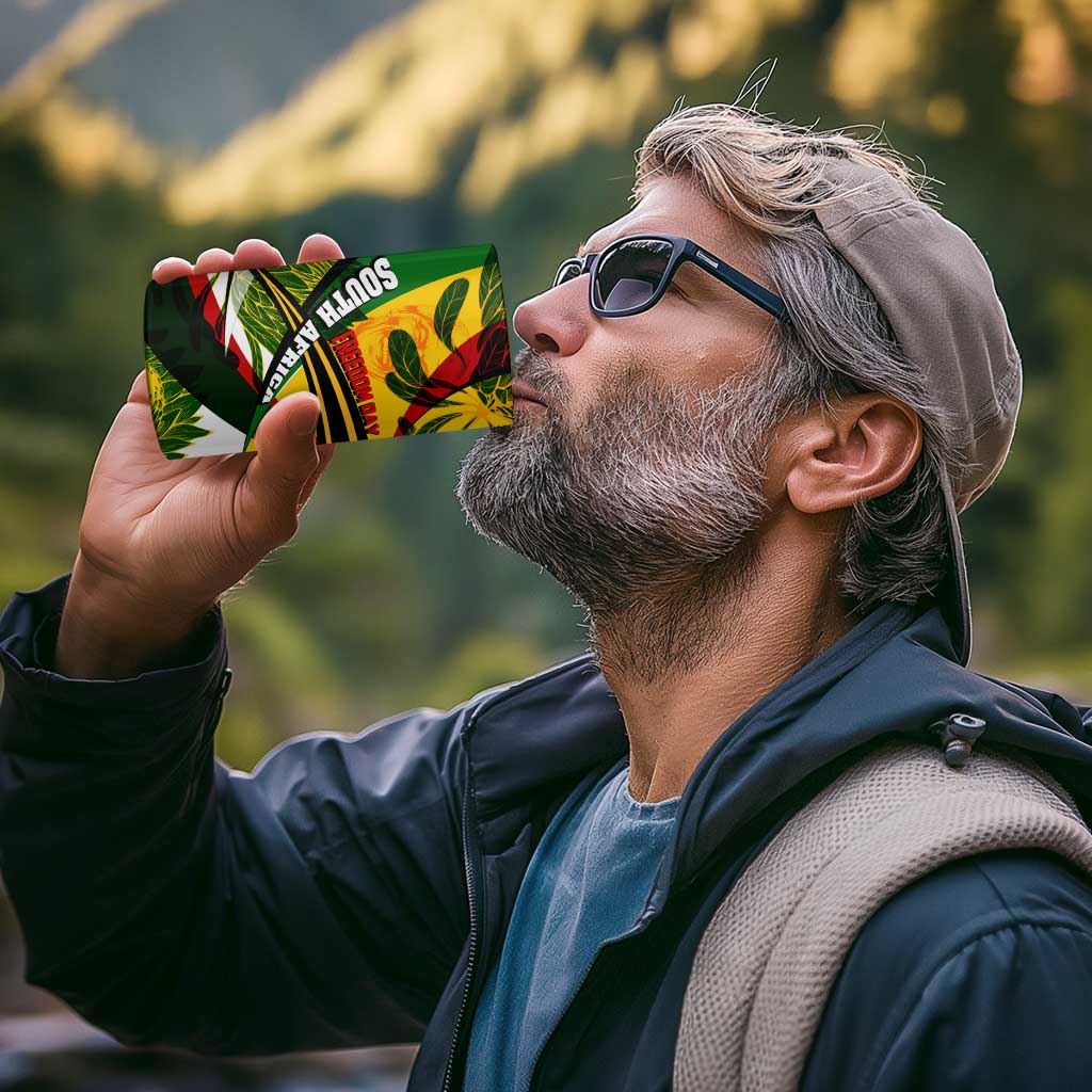 South Africa Freedom Day 4 in 1 Can Cooler Tumbler Mandela Legacy National Pride Protea Flower