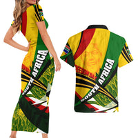 South Africa Freedom Day Couples Matching Short Sleeve Bodycon Dress and Hawaiian Shirt Mandela Legacy National Pride Protea Flower