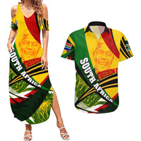 South Africa Freedom Day Couples Matching Summer Maxi Dress and Hawaiian Shirt Mandela Legacy National Pride Protea Flower