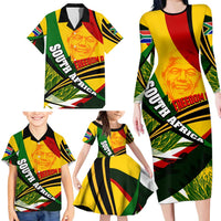 South Africa Freedom Day Family Matching Long Sleeve Bodycon Dress and Hawaiian Shirt Mandela Legacy National Pride Protea Flower