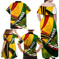 South Africa Freedom Day Family Matching Off Shoulder Maxi Dress and Hawaiian Shirt Mandela Legacy National Pride Protea Flower