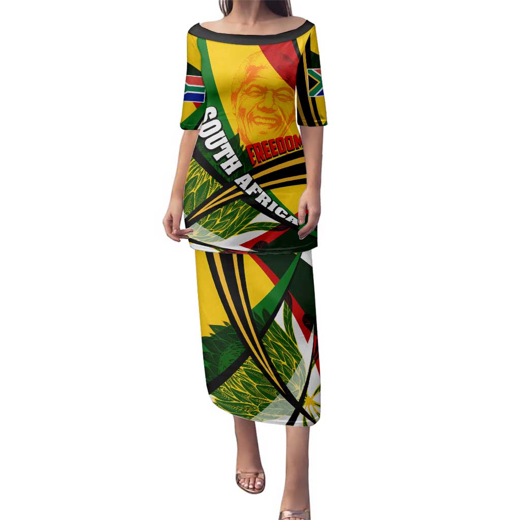 South Africa Freedom Day Family Matching Puletasi and Hawaiian Shirt Mandela Legacy National Pride Protea Flower