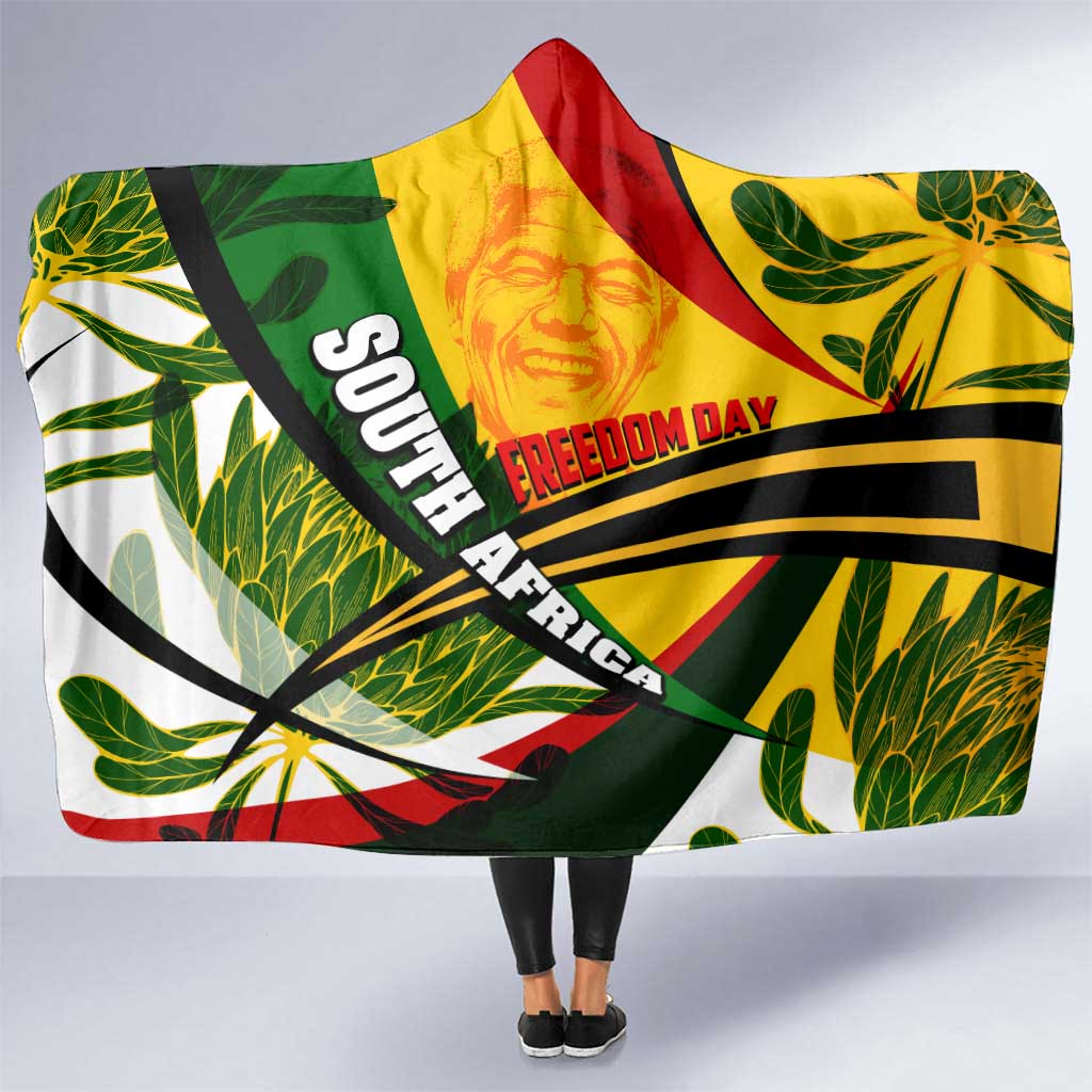 South Africa Freedom Day Hooded Blanket Mandela Legacy National Pride Protea Flower