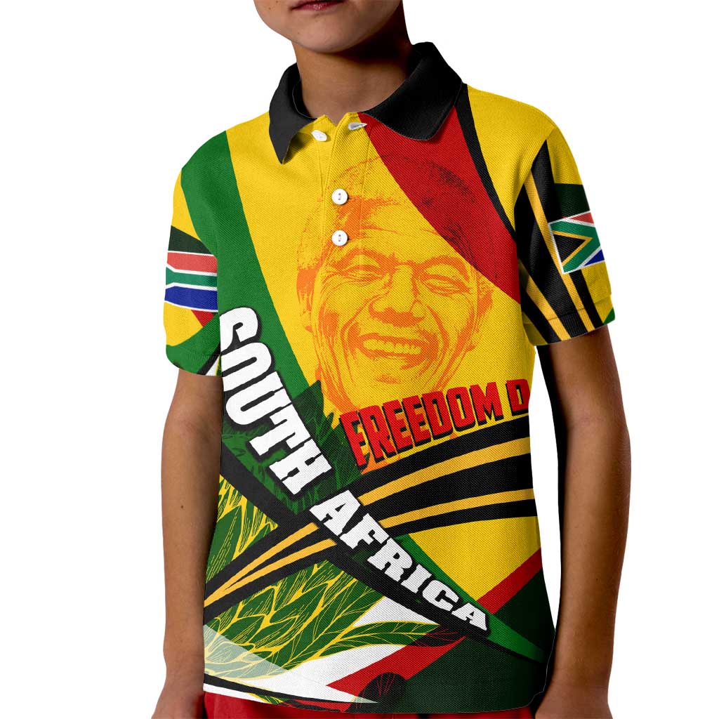 South Africa Freedom Day Kid Polo Shirt Mandela Legacy National Pride Protea Flower