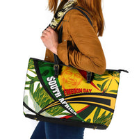 South Africa Freedom Day Leather Tote Bag Mandela Legacy National Pride Protea Flower