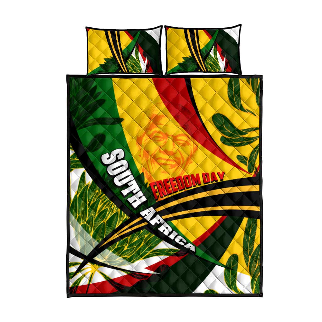 South Africa Freedom Day Quilt Bed Set Mandela Legacy National Pride Protea Flower