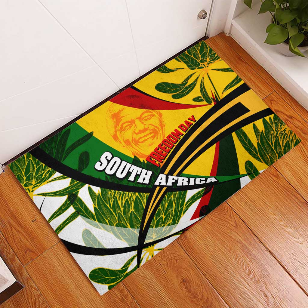 South Africa Freedom Day Rubber Doormat Mandela Legacy National Pride Protea Flower
