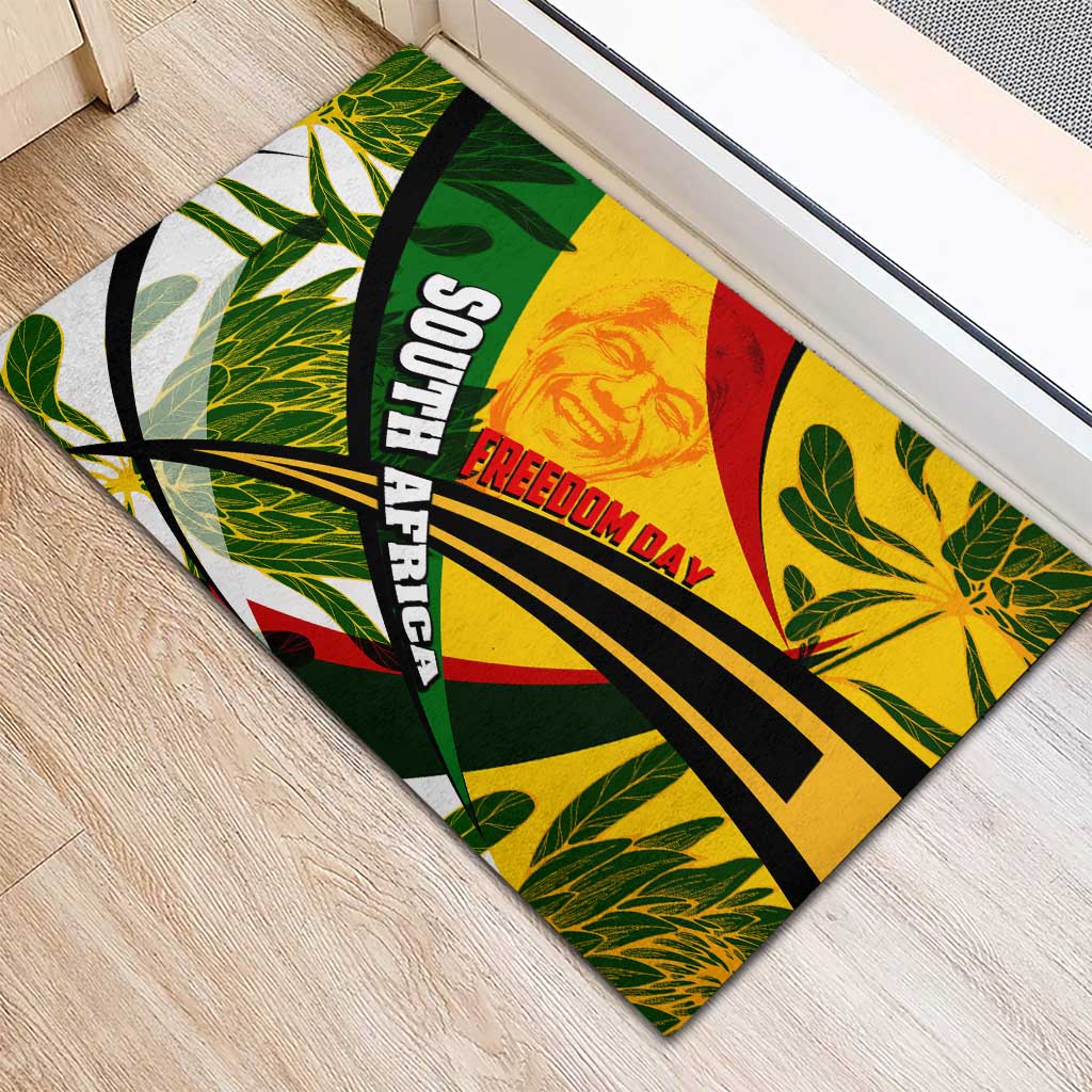 South Africa Freedom Day Rubber Doormat Mandela Legacy National Pride Protea Flower