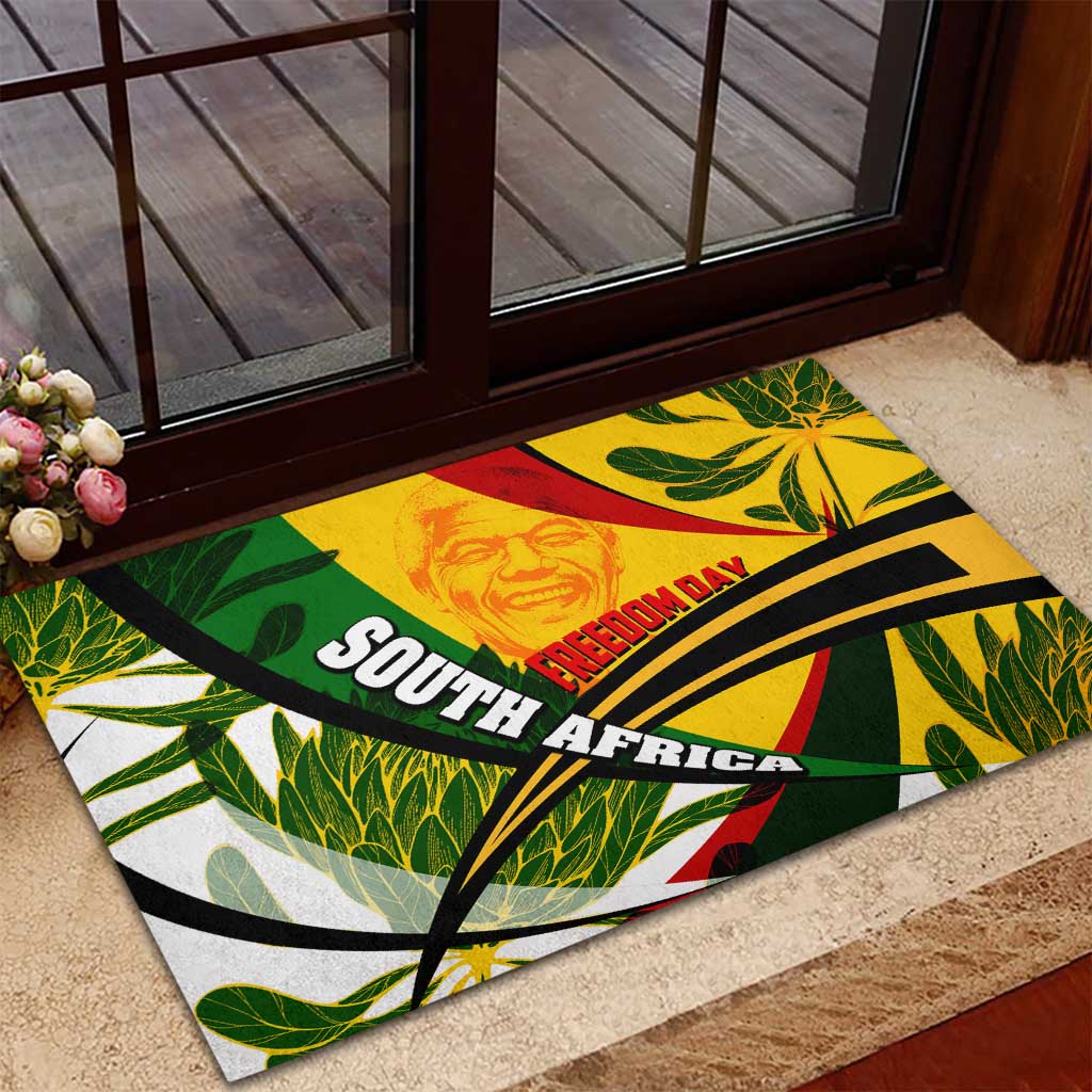 South Africa Freedom Day Rubber Doormat Mandela Legacy National Pride Protea Flower