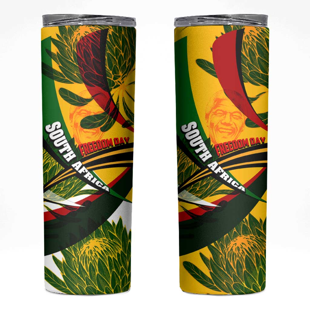 South Africa Freedom Day Skinny Tumbler Mandela Legacy National Pride Protea Flower