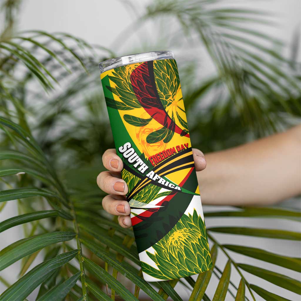 South Africa Freedom Day Skinny Tumbler Mandela Legacy National Pride Protea Flower