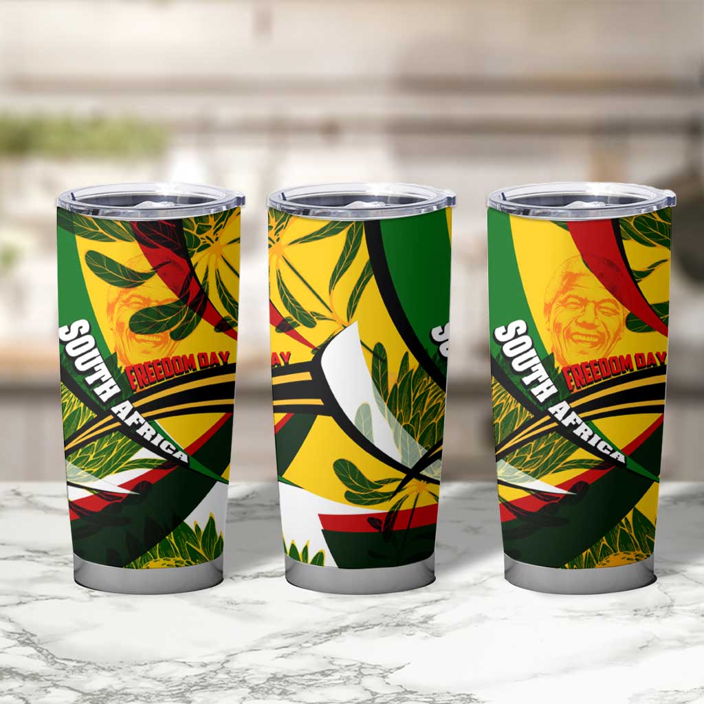 South Africa Freedom Day Tumbler Cup Mandela Legacy National Pride Protea Flower
