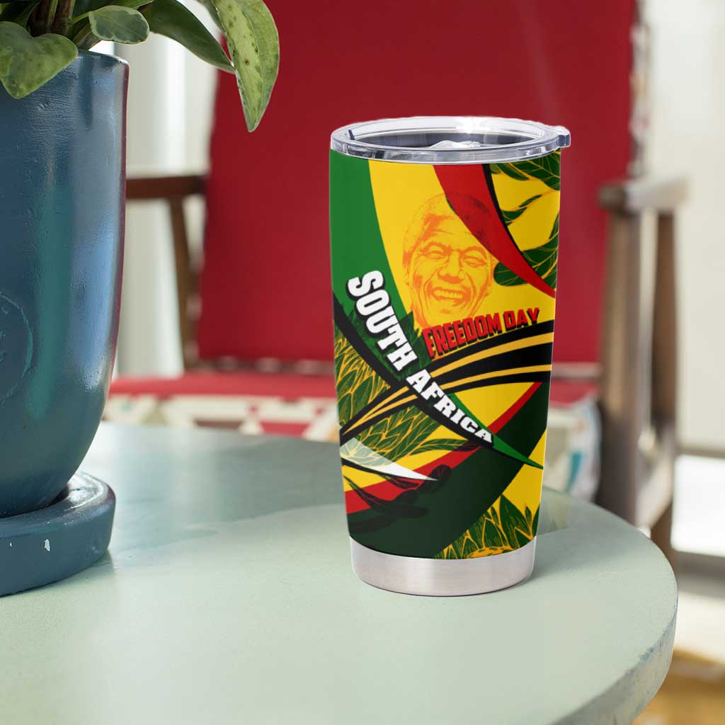 South Africa Freedom Day Tumbler Cup Mandela Legacy National Pride Protea Flower