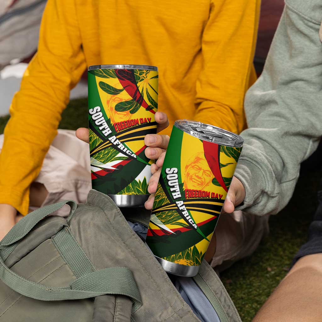 South Africa Freedom Day Tumbler Cup Mandela Legacy National Pride Protea Flower