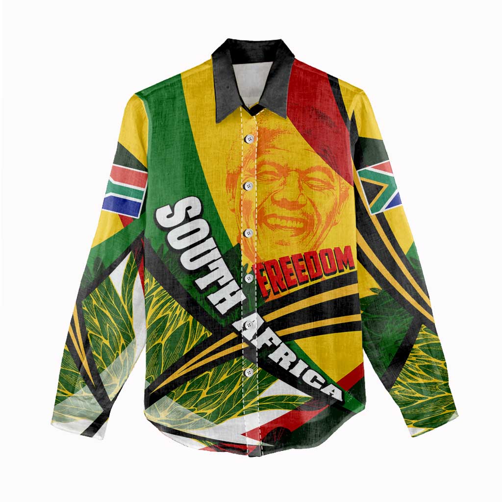 South Africa Freedom Day Women Casual Shirt Mandela Legacy National Pride Protea Flower