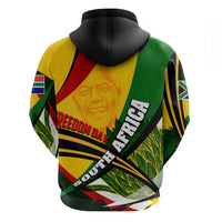 South Africa Freedom Day Zip Hoodie Mandela Legacy National Pride Protea Flower
