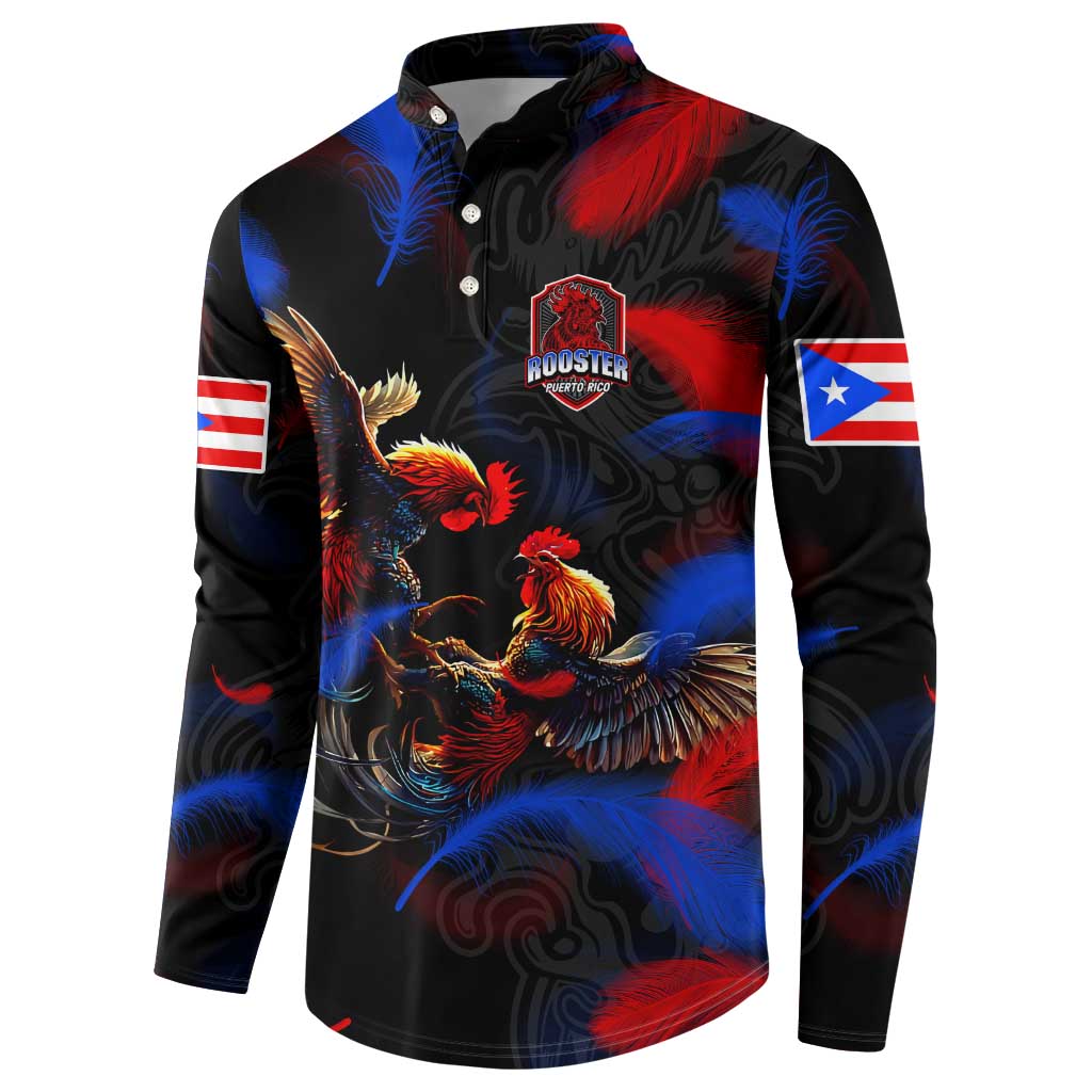 Puerto Rican Rooster Button Sweatshirt Puerto Rico Pride and Power Spirit