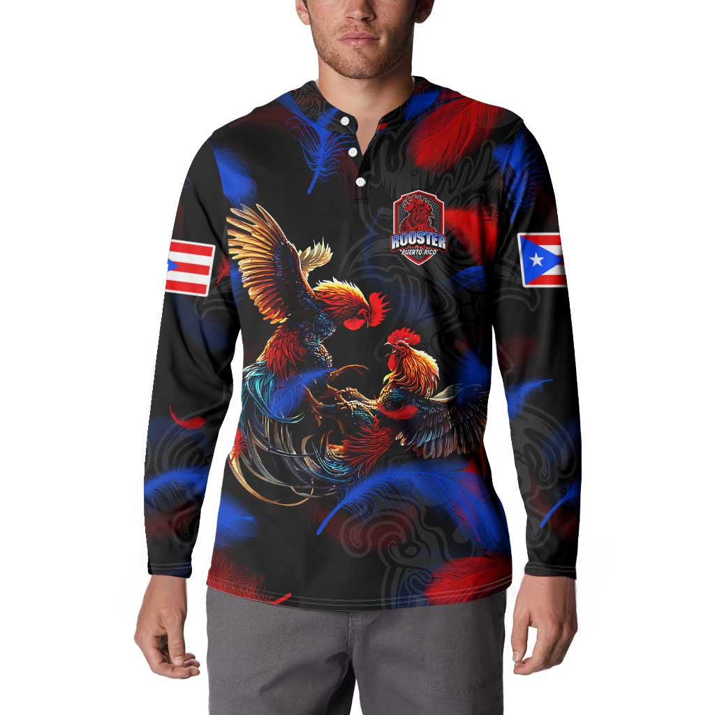 Puerto Rican Rooster Button Sweatshirt Puerto Rico Pride and Power Spirit
