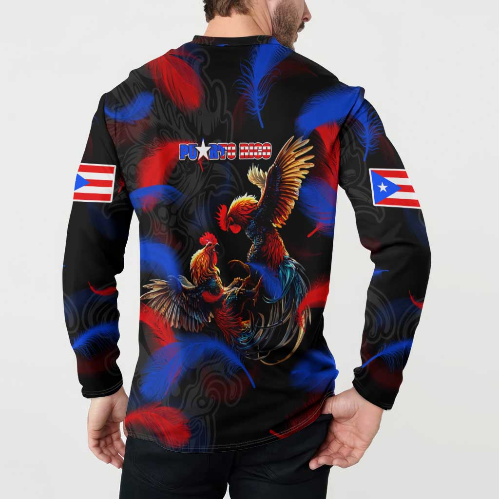 Puerto Rican Rooster Button Sweatshirt Puerto Rico Pride and Power Spirit