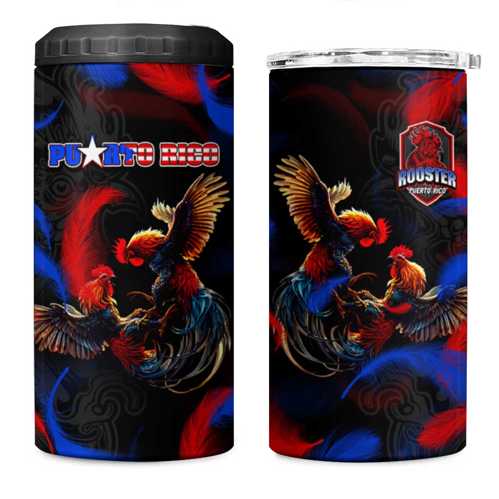 Puerto Rican Rooster 4 in 1 Can Cooler Tumbler Puerto Rico Pride and Power Spirit