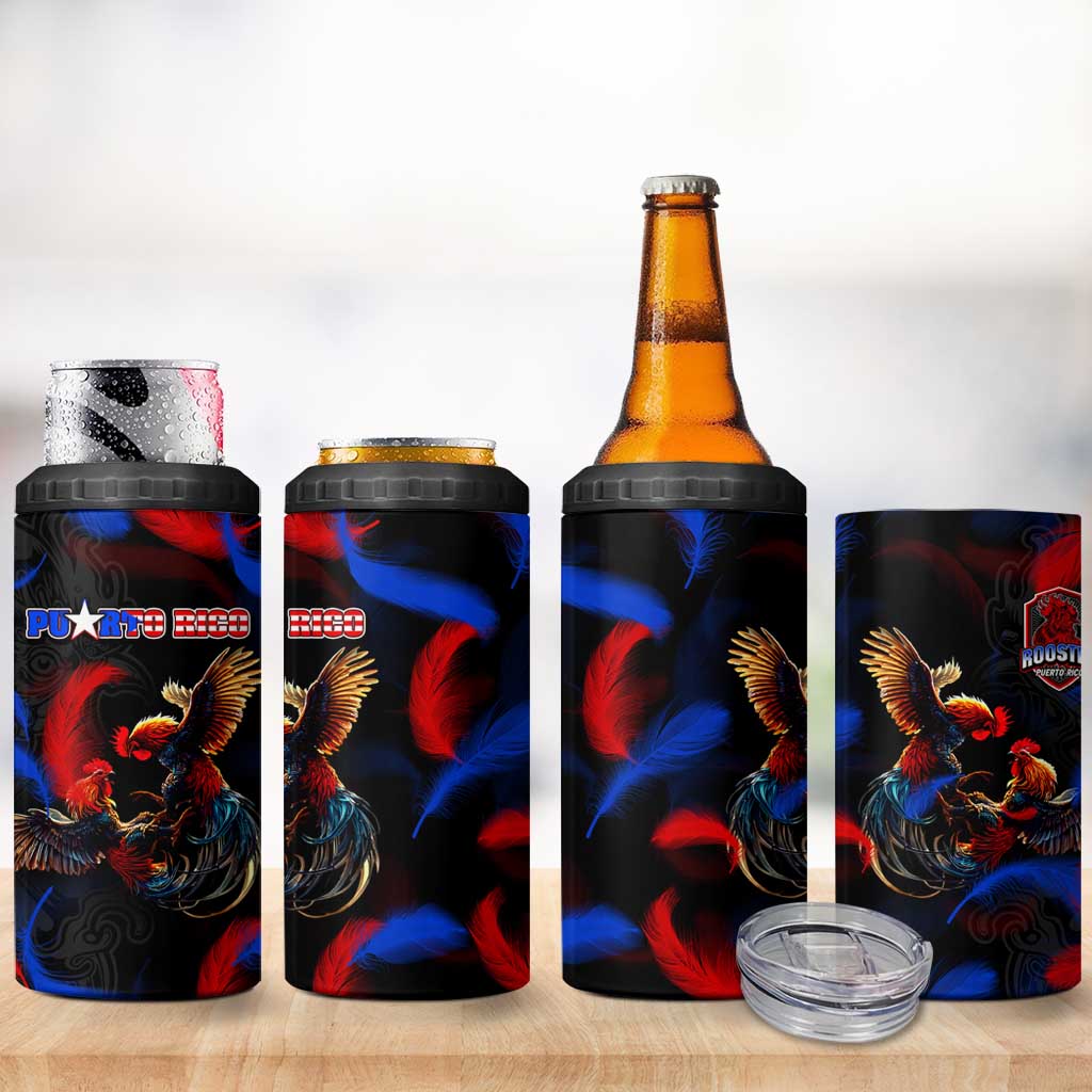 Puerto Rican Rooster 4 in 1 Can Cooler Tumbler Puerto Rico Pride and Power Spirit