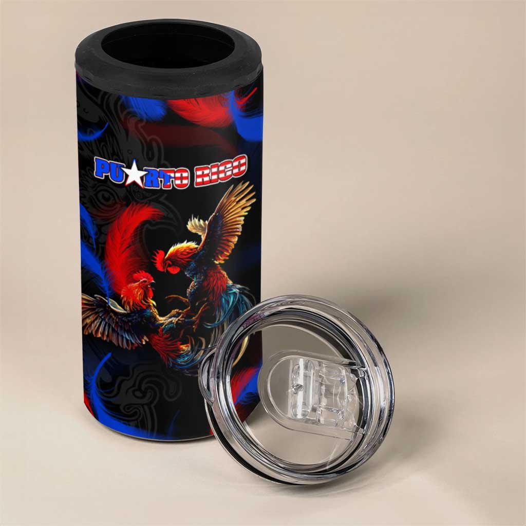 Puerto Rican Rooster 4 in 1 Can Cooler Tumbler Puerto Rico Pride and Power Spirit