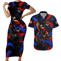 Puerto Rican Rooster Couples Matching Short Sleeve Bodycon Dress and Hawaiian Shirt Puerto Rico Pride and Power Spirit
