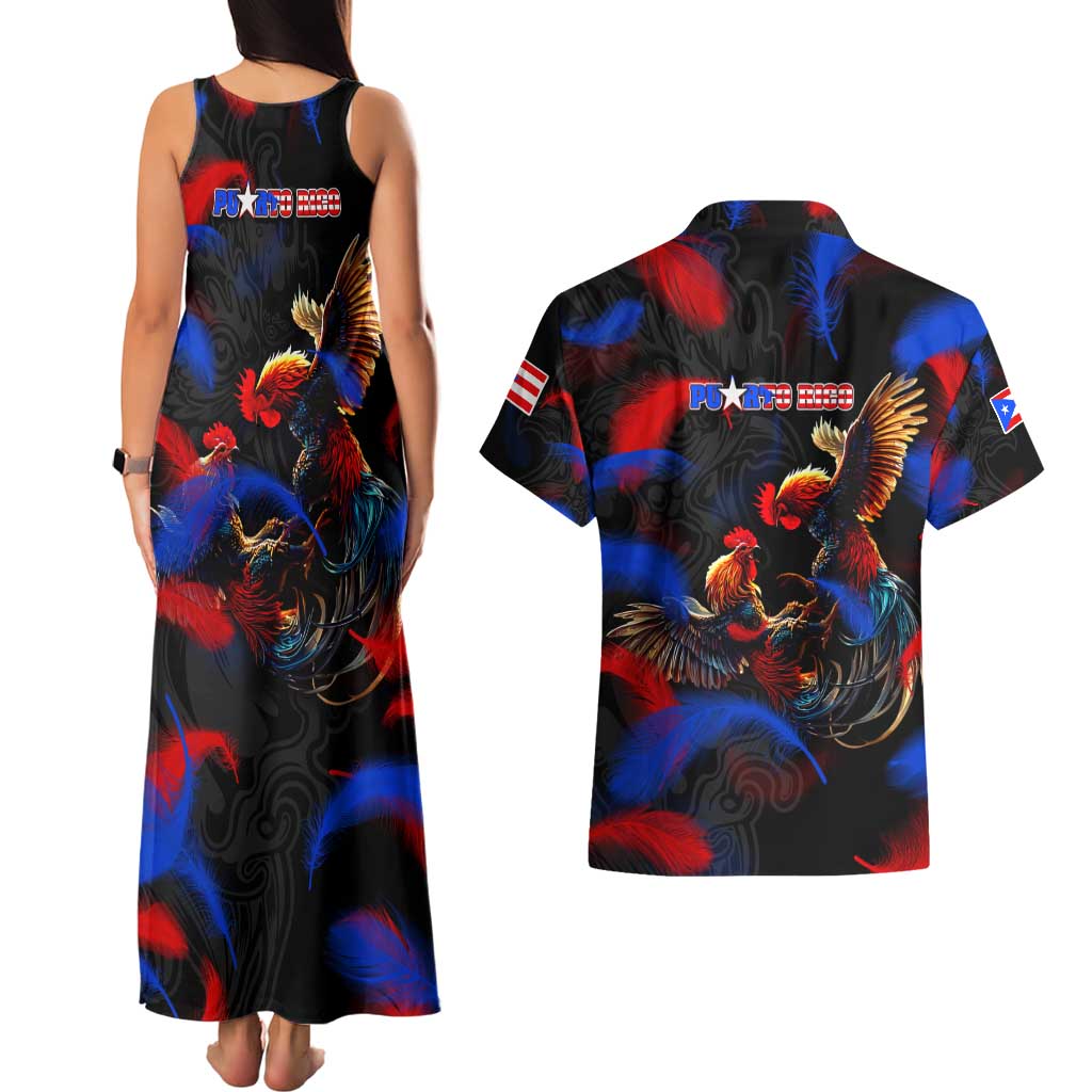 Puerto Rican Rooster Couples Matching Tank Maxi Dress and Hawaiian Shirt Puerto Rico Pride and Power Spirit
