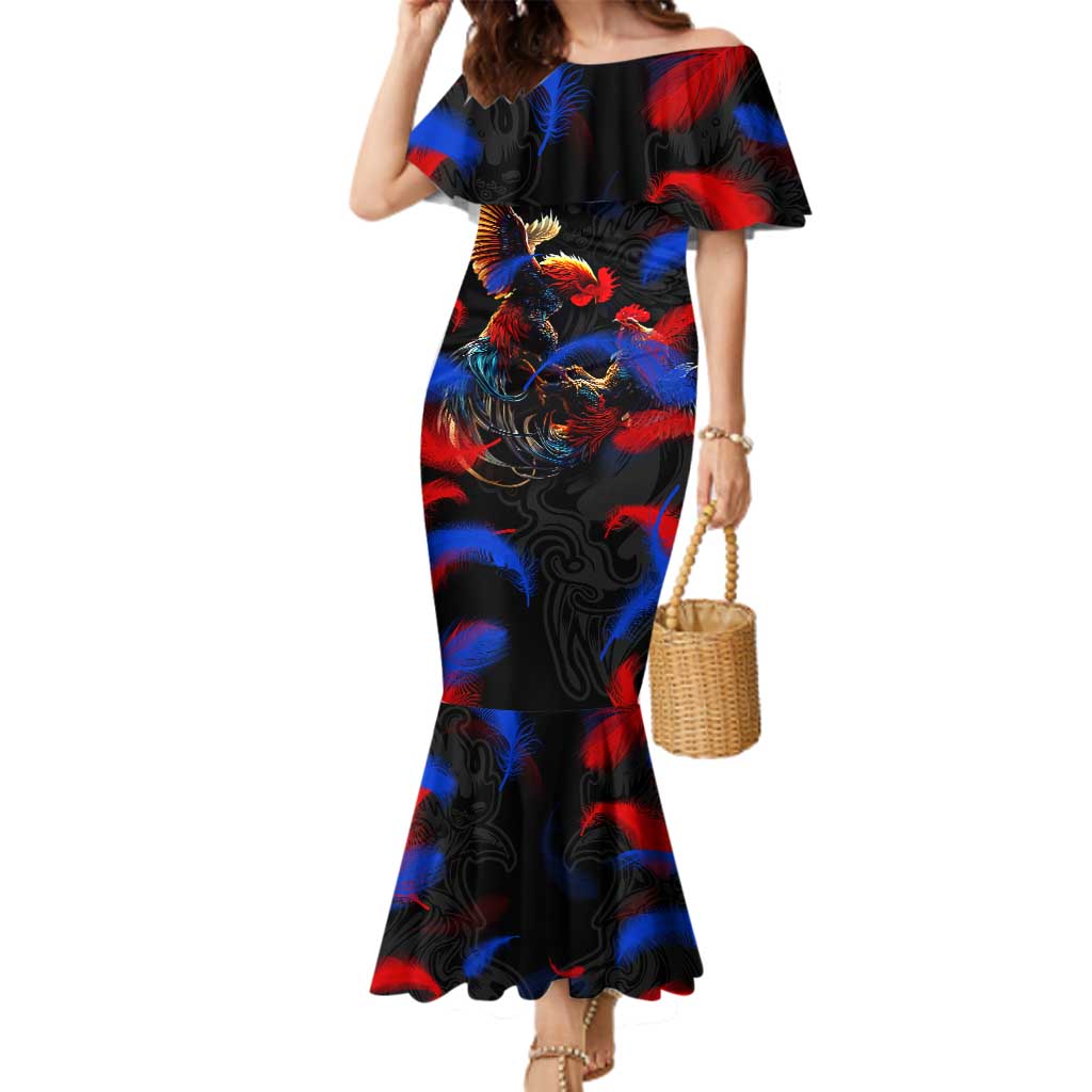 Puerto Rican Rooster Family Matching Mermaid Dress and Hawaiian Shirt Puerto Rico Pride and Power Spirit
