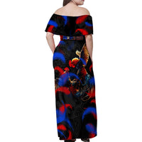 Puerto Rican Rooster Family Matching Off Shoulder Maxi Dress and Hawaiian Shirt Puerto Rico Pride and Power Spirit