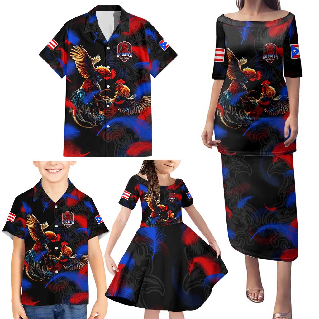 Puerto Rican Rooster Family Matching Puletasi and Hawaiian Shirt Puerto Rico Pride and Power Spirit