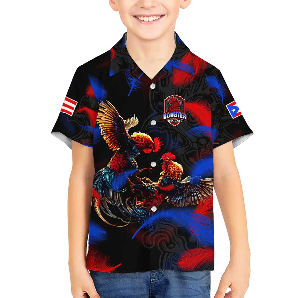 Puerto Rican Rooster Family Matching Short Sleeve Bodycon Dress and Hawaiian Shirt Puerto Rico Pride and Power Spirit