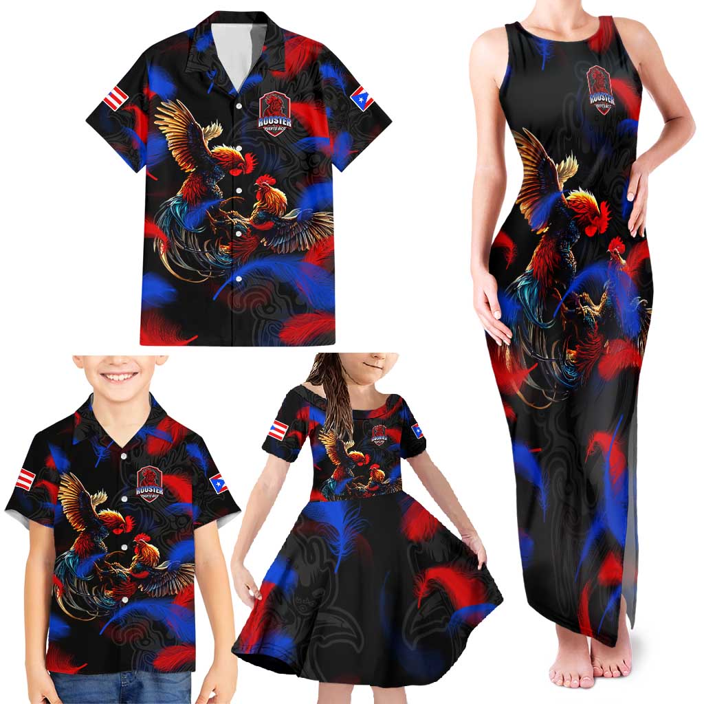 Puerto Rican Rooster Family Matching Tank Maxi Dress and Hawaiian Shirt Puerto Rico Pride and Power Spirit