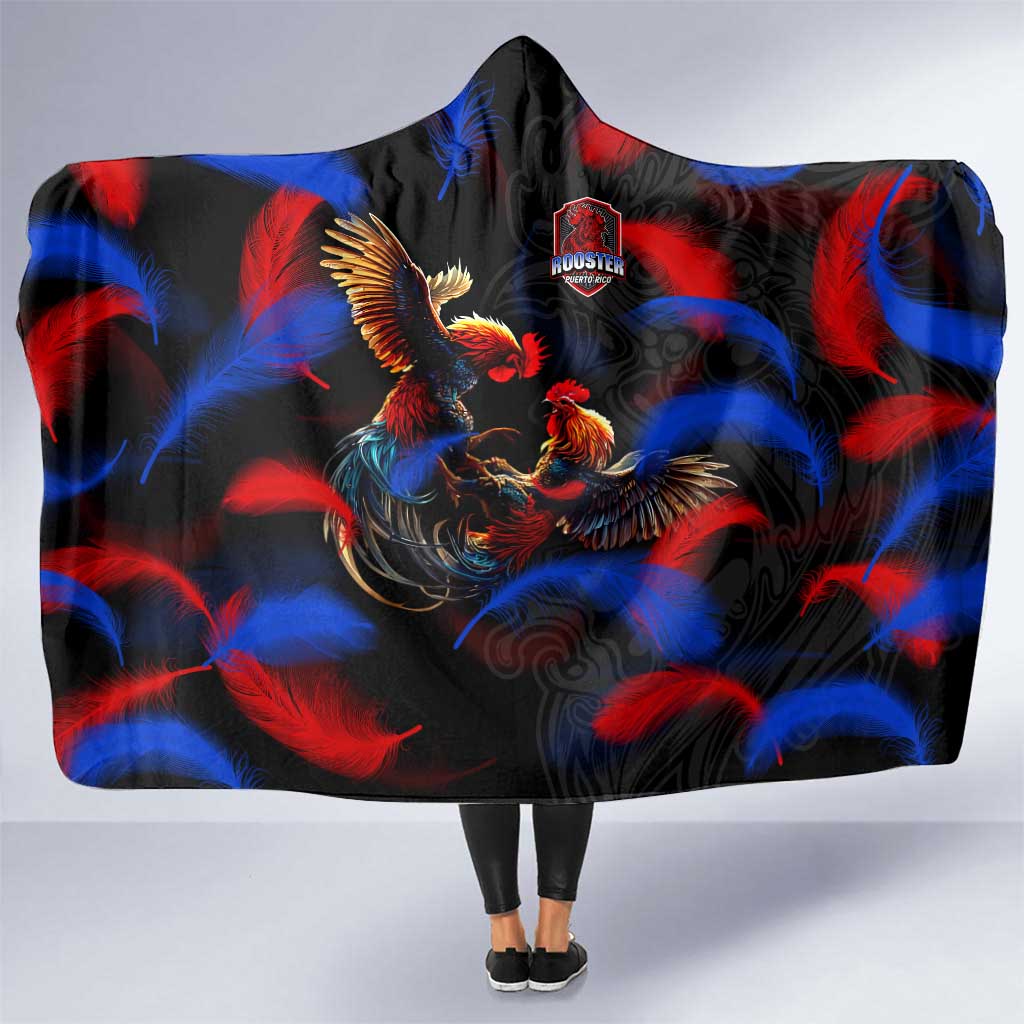 Puerto Rican Rooster Hooded Blanket Puerto Rico Pride and Power Spirit
