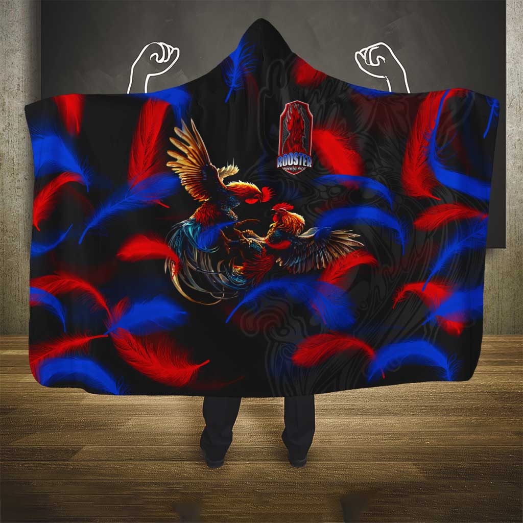 Puerto Rican Rooster Hooded Blanket Puerto Rico Pride and Power Spirit