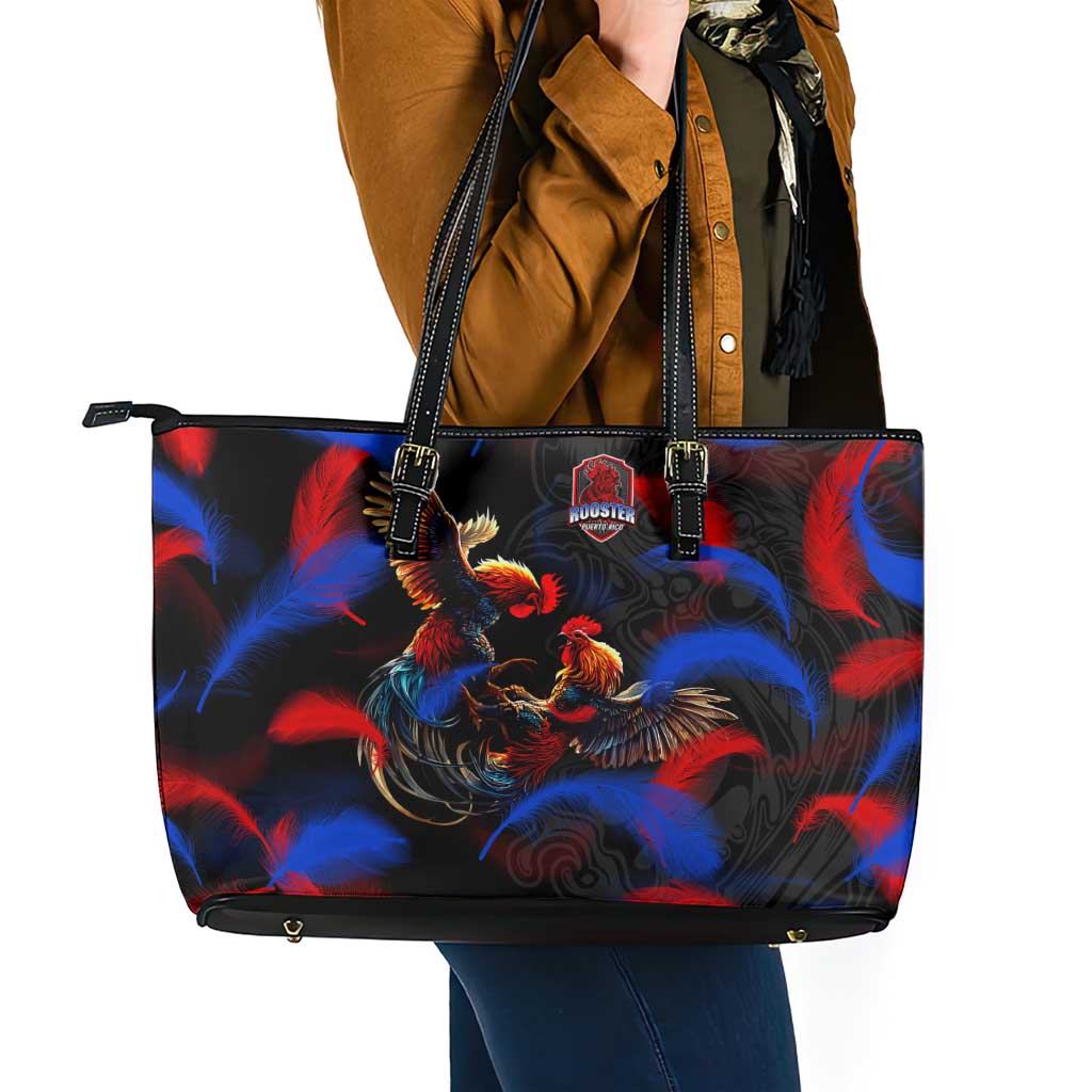 Puerto Rican Rooster Leather Tote Bag Puerto Rico Pride and Power Spirit