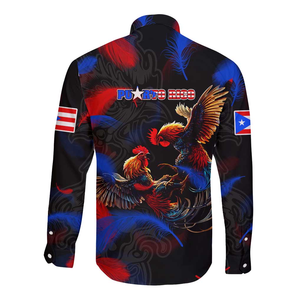 Puerto Rican Rooster Long Sleeve Button Shirt Puerto Rico Pride and Power Spirit