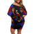 Puerto Rican Rooster Off Shoulder Short Dress Puerto Rico Pride and Power Spirit