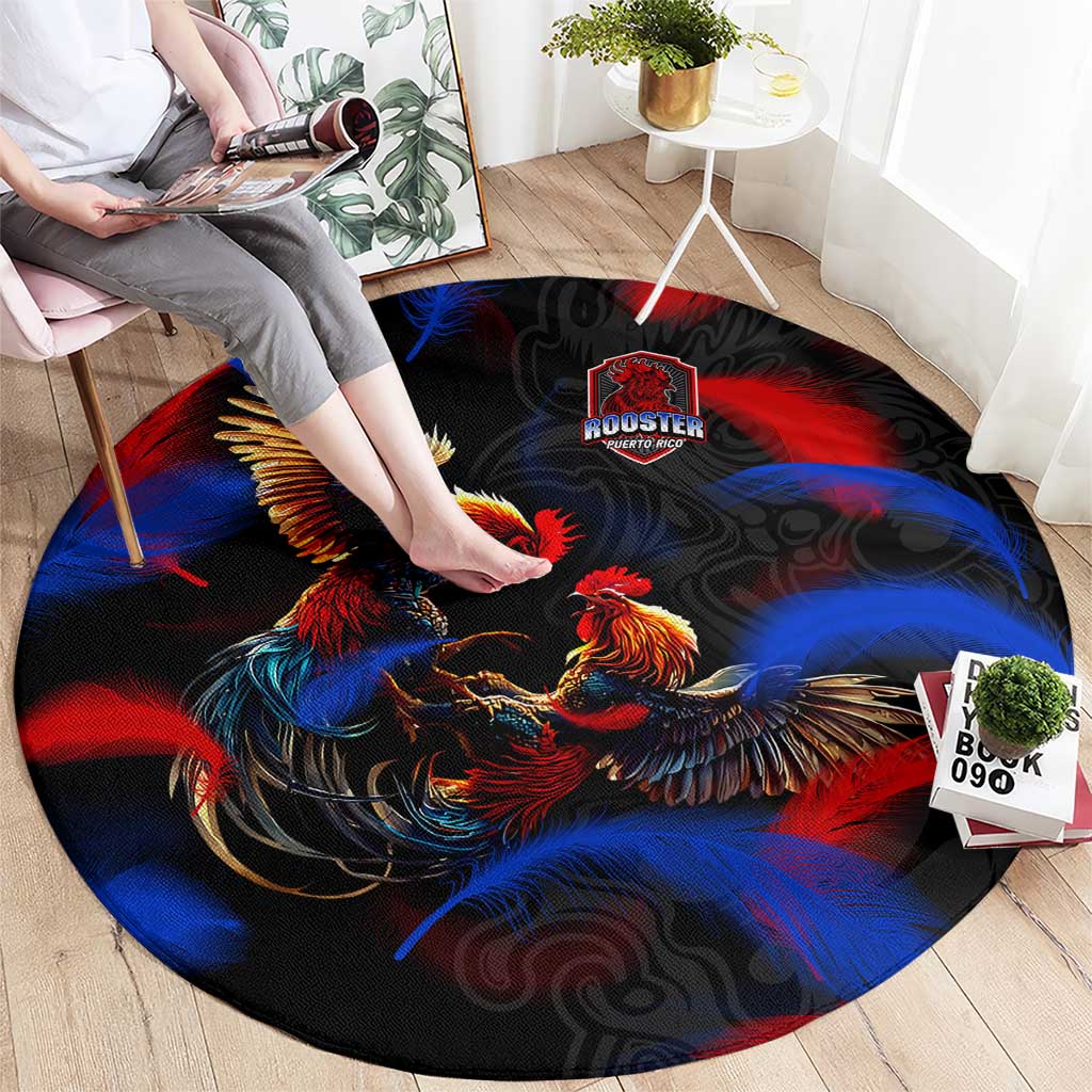 Puerto Rican Rooster Round Carpet Puerto Rico Pride and Power Spirit