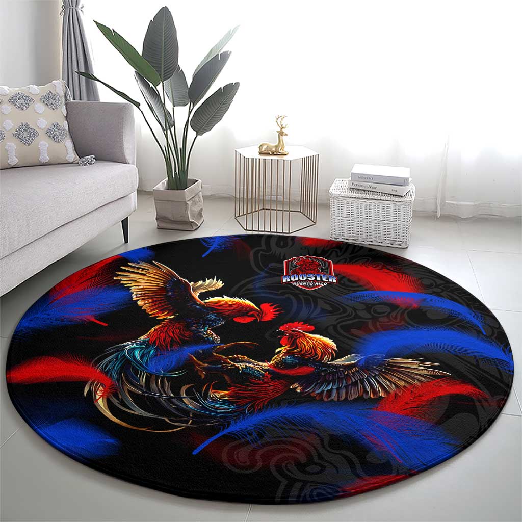 Puerto Rican Rooster Round Carpet Puerto Rico Pride and Power Spirit